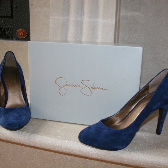 Jessica Simpson Marya Sapphire Blue Suede Pumps 9 1/2 Medium - Picture 9 of 10